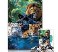 Puzzle da 1000 pezzi per adulti e adolescenti, mondo degli animali della giungla, gioco educativo per famiglie, decorazione da parete, regali unici per compleanno e Natale, 38x26cm