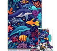 Puzzle da 1000 pezzi per adulti e adolescenti, mondo degli animali marini, 1000 pezzi per adolescenti, antistress, sfida difficile, decorazione per la casa, giocattoli, 26x38cm