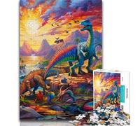 Puzzle da 1000 pezzi per adulti e adolescenti, mondo dei dinosauri, apprendimento educativo, ideale come regalo per tutta la famiglia, 38x26cm