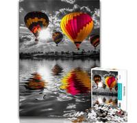Puzzle da 1000 pezzi per adulti e adolescenti, mongolfiera in bianco e nero, arte a carboncino, per ammazzare il tempo in casa, decorazione per la casa (38x26cm)