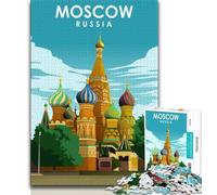 Puzzle da 1000 pezzi per adulti e adolescenti Mosca, Russia, viaggi, arte, giocattoli educativi per l'apprendimento, giochi per famiglie, adatti per la decorazione del desktop (75x50cm)