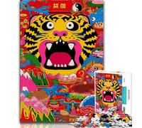 Puzzle da 1000 pezzi per adulti e adolescenti motivo astratto con tigre per adulti giochi educativi per la famiglia regalo per la decorazione della casa 75x50cm