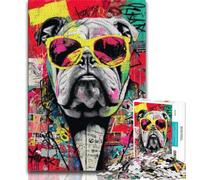 Puzzle da 1000 pezzi per adulti e adolescenti motivo: Bulldog Doodle giocattoli educativi per l'apprendimento giochi per famiglie regali e compleanni unici 26x38cm
