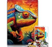 Puzzle da 1000 pezzi per adulti e adolescenti, motivo: camaleonte artistico, aiuta il cervello a esercitare i giocattoli avvincenti per coltivare la pazienza, decorazione da parete (75x50cm)