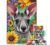 Puzzle da 1000 pezzi per adulti e adolescenti, motivo: canguro floreale, antistress, per ammazzare il tempo durante le vacanze, per migliorare l'amore tra coppie (75x50cm)
