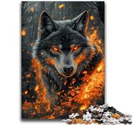Puzzle da 1000 pezzi per adulti e adolescenti, motivo: "Fiamma Lupo", divertimento per famiglie, con poster abbinato e foglio di quiz per età 14+, 26x38cm