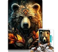 Puzzle da 1000 pezzi per adulti e adolescenti, motivo: fiore e orso bruno, gioco educativo per famiglie, decorazione da parete, regali unici per compleanno e Natale, 50x75cm