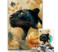 Puzzle da 1000 pezzi per adulti e adolescenti, motivo: fiori di leopardo nero, antistress, per ammazzare il tempo in casa, per migliorare l'amore tra coppie (75x50cm)