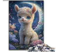 Puzzle da 1000 pezzi per adulti e adolescenti, motivo: fiori e alpaca, giocattoli per l'intrattenimento della famiglia, con poster abbinato e foglio di quiz, 50x75cm