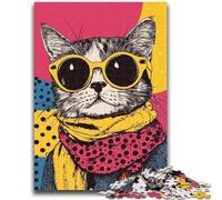 Puzzle da 1000 pezzi per adulti e adolescenti, motivo: gatto alla moda, 1000 pezzi per adolescenti, antistress, sfida difficile, decorazione per la casa, giocattoli (50x75cm)