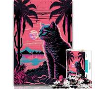 Puzzle da 1000 pezzi per adulti e adolescenti, motivo: gatto e natura, Retrowave, puzzle da 1000 pezzi, regalo di compleanno, regali, arte murale per bambini dai 14 anni in su (dimensioni 75x50cm)