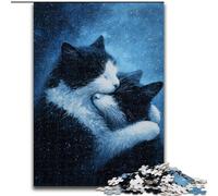 Puzzle da 1000 pezzi per adulti e adolescenti, motivo: gatto nero astratto artistico, attività per famiglie, arredamento unico per la casa e regali per età 14+ dimensioni 50x75cm