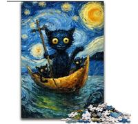 Puzzle da 1000 pezzi per adulti e adolescenti, motivo: gatto nero, giocattolo educativo intellettuale decomprimente, ideale come regalo per tutta la famiglia dimensioni 50x75cm