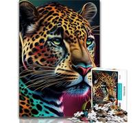 Puzzle da 1000 pezzi per adulti e adolescenti, motivo: Jaguar Pop Art, volto di animale, giocattoli educativi per l'apprendimento, giochi per famiglie, regali e compleanni unici (dimensioni 75x50cm)