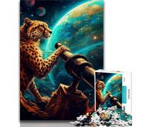 Puzzle da 1000 pezzi per adulti e adolescenti, motivo: leopardo della galassia, giocattoli educativi per l'apprendimento, giochi per famiglie, regali e compleanni unici (75x50cm)