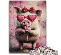 Puzzle da 1000 pezzi per adulti e adolescenti, motivo: maialino rosa, aiuta il cervello a esercitare i giocattoli che creano dipendenza per coltivare la pazienza, regalo per compleanni, 50x75cm