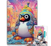 Puzzle da 1000 pezzi per adulti e adolescenti, motivo: pinguino colorato, interessante per ridurre lo stress e favorire l'interazione genitore-figlio (dimensioni 38x26cm)