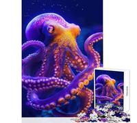 Puzzle da 1000 pezzi per adulti e adolescenti motivo: polpo viola e arancione decorazione per la casa giocattoli opere d'arte regali giochi divertenti migliorare l'amore tra coppie dimensioni: 38x26cm