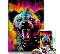 Puzzle da 1000 pezzi per adulti e adolescenti,motivo psichedelico,raffigurante la iena,ideale come regalo per tutta la famiglia,adatto a bambini di età compresa tra 75 e 14 anni (dimensioni 75x50cm)