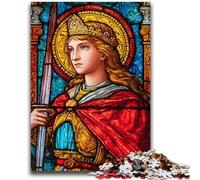 Puzzle da 1000 pezzi per adulti e adolescenti, motivo: Santo, una vetrata colorata, una sfida difficile, ideale come regalo per tutta la famiglia, 50x75cm
