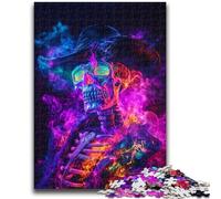 Puzzle da 1000 pezzi per adulti e adolescenti, motivo: teschio di fumo, design vivace e unico, esperienza di gioco rilassante e stimolante, 50x75cm