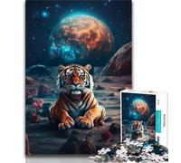 Puzzle da 1000 pezzi per adulti e adolescenti motivo: tigre su Marte giocattoli per l'intrattenimento della famiglia con poster abbinato e foglio di quiz 38x26cm
