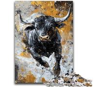 Puzzle da 1000 pezzi per adulti e adolescenti, motivo: Toro nero e oro, a carboncino, per trascorrere il tempo libero e decorare la casa, 26x38cm