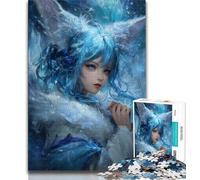 Puzzle da 1000 pezzi per adulti e adolescenti, motivo: volpe e ragazza anime, interessante per ridurre lo stress e interagire con i genitori (dimensioni 38x26cm)