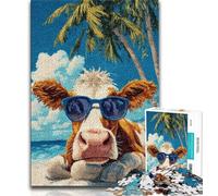 Puzzle da 1000 pezzi per adulti e adolescenti, mucche al mare, arte a carboncino, tempo libero per la decorazione della casa, 75x50cm