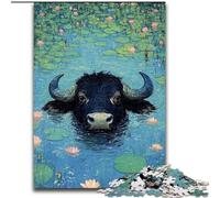 Puzzle da 1000 pezzi per adulti e adolescenti, Mucche nello stagno, sfida difficile, antistress, ideale come regalo per tutta la famiglia (dimensioni 26x38cm)