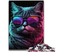 Puzzle da 1000 pezzi per adulti e adolescenti Neon Nights Cat Adatto per età dai 14 anni in su Giochi per famiglie Offerta come regalo per tutta la famiglia 38x26cm