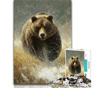 Puzzle da 1000 pezzi per adulti e adolescenti, orso bruno grigio, giocattolo educativo intellettuale decomprimente, regali di Babbo Natale segreto, 50x75cm