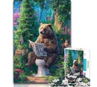 Puzzle da 1000 pezzi per adulti e adolescenti Orso grizzly sul water 1000 pezzi per adulti giocattolo educativo intellettuale decomprimente Decorazione perfetta 75x50cm