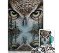 Puzzle da 1000 pezzi per adulti e adolescenti, paesaggio con gufo nella foresta, arte a carboncino, per trascorrere il tempo libero e decorare la casa, 75x50cm