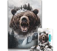 Puzzle da 1000 pezzi per adulti e adolescenti, paesaggio con orso bruno nella foresta, giochi educativi, decorazioni per la casa, decorazioni e regali unici, 50x75cm