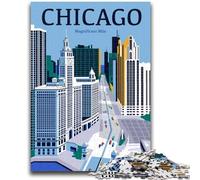 Puzzle da 1000 pezzi per adulti e adolescenti, paesaggio urbano di Chicago, design unico e vibrante, esperienza di gioco rilassante e stimolante (dimensioni 50x70cm)