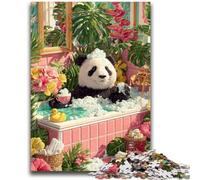 Puzzle da 1000 pezzi per adulti e adolescenti, panda nella vasca da bagno, per bambini dai 14 anni in su, gioco impossibile, regalo di compleanno per Natale, 26x38cm