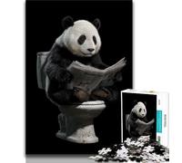 Puzzle da 1000 pezzi per adulti e adolescenti panda seduto sul water puzzle da 1000 pezzi gioco a quiz decorazione da parete regali unici per compleanno e Natale 38x26cm