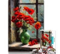 Puzzle da 1000 pezzi per adulti e adolescenti Papaveri in un vaso, 1000 pezzi per adulti, regali di Babbo Natale segreto per bambini dai 14 anni in su (dimensioni 38x26cm)