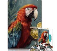 Puzzle da 1000 pezzi per adulti e adolescenti Pappagallo che beve un drink, per gioco educativo, giocattolo, idee regalo per bambini dai 14 anni in su, 38x26cm