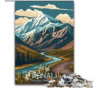 Puzzle da 1000 pezzi per adulti e adolescenti Parco nazionale Denali, sfida difficile antistress con poster abbinato e foglio di quiz (38x26cm) 1000 pezzi