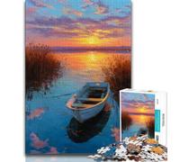Puzzle da 1000 pezzi per adulti e adolescenti Piccola barca al tramonto Puzzle da 1000 pezzi, interessante riduzione dello stress Interazione genitore-figlio (dimensioni 38x26cm)