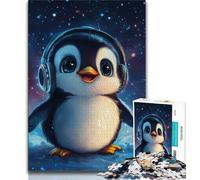 Puzzle da 1000 pezzi per adulti e adolescenti, pinguino, decorazione per la casa, con disegno a carboncino, ideale per trascorrere momenti di relax (38x26cm)