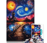 Puzzle da 1000 pezzi per adulti e adolescenti Ponte sotto il cielo notturno, per gioco educativo, giocattolo, regalo di compleanno, regali, arte murale (75x50cm)