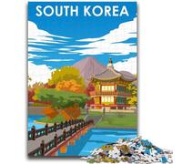 Puzzle da 1000 pezzi per adulti e adolescenti, poster di viaggio della Corea del Sud, 1000 pezzi per adulti, gioco stimolante, ideale come regalo per tutta la famiglia (26x38cm)