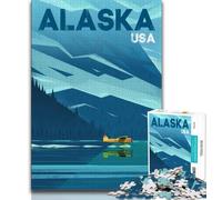 Puzzle da 1000 pezzi per adulti e adolescenti, poster di viaggio dell'Alaska, giocattoli educativi per l'apprendimento, giochi per famiglie, migliorano l'amore tra coppie (38x26cm)
