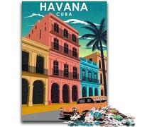 Puzzle da 1000 pezzi per adulti e adolescenti, poster di viaggio dell'Avana, Cuba, antistress, sfida difficile, migliora l'amore tra coppie (dimensioni 50x70cm)