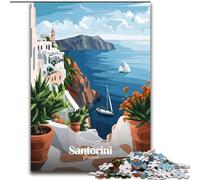Puzzle da 1000 pezzi per adulti e adolescenti, poster di viaggio di Santorini, Grecia, gioco a quiz, ideale come regalo per tutta la famiglia (26x38cm) 1000 pezzi