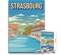 Puzzle da 1000 pezzi per adulti e adolescenti, poster di viaggio di Strasburgo, Francia - Petite France, Canal, giochi educativi, analisi e logica, opera d'arte, regalo, dimensioni 38x52cm
