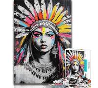 Puzzle da 1000 pezzi per adulti e adolescenti,principessa indiana,graffiti,1000 pezzi per adulti,giochi educativi,decorazione per la casa,adatto per la decorazione del desktop (dimensioni 38x26cm)